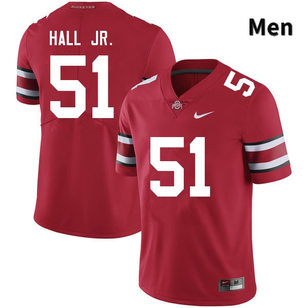 Ohio State Buckeyes Michael Hall Jr. Men's #51 Red Authentic Stitched College Football Jersey